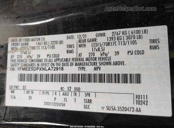 1FMEE5DPXNLA72918 2022 FORD BRONCO Черный Вид подкапотного пространства