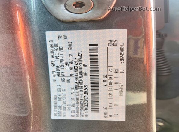 1FMEE5DPXPLB62427 2023 FORD BRONCO Серый Панорамный вид салона 360°
