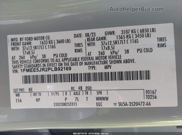 1FMEE5JR2PLB92169 2023 FORD BRONCO Gray Вид підкапотного простору