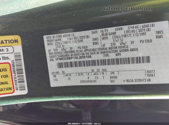 1FMEE8BP1SLB56108 2025 FORD BRONCO Green Вид підкапотного простору