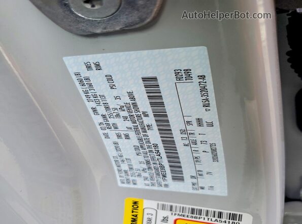 1FMEE8BP1TLA54180 2026 FORD BRONCO Gray Widok naklejki z numerem VIN