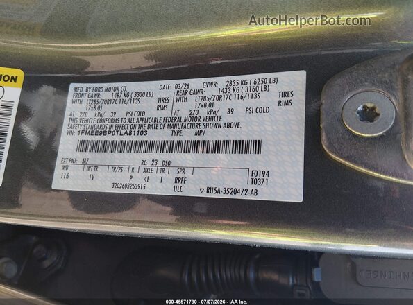 1FMEE9BP0TLA81103 2026 FORD BRONCO Black Շարժիչի բաժամունքի տեսք