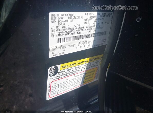 1FMJK1HT1KEA38583 2019 FORD EXPEDITION MAX Black Engine compartment view