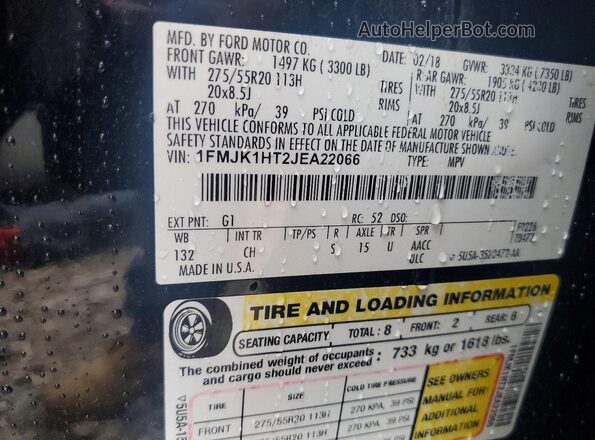 1FMJK1HT2JEA22066 2018 FORD EXPEDITION Черный Вид подкапотного пространства