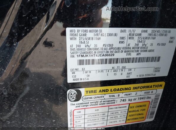 1FMJK1HT4JEA06029 2018 FORD EXPEDITION MAX Черный Вид подкапотного пространства