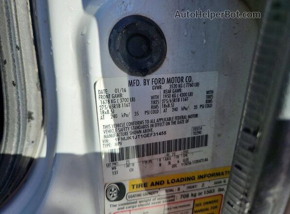 1FMJK1JT1GEF31455 2016 FORD EXPEDITION White VIN sticker view