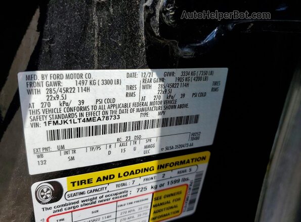 1FMJK1LT4MEA78733 2021 FORD EXPEDITION Black VIN կոդի պիտակի տեսք