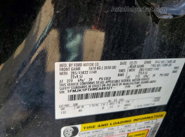 1FMJK1PT6MEA88321 2021 FORD EXPEDITION Black VIN კოდის სტიკერის ხედი