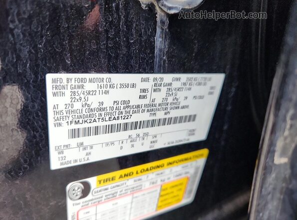 1FMJK2AT5LEA81227 2020 FORD EXPEDITION Черный Вид подкапотного пространства