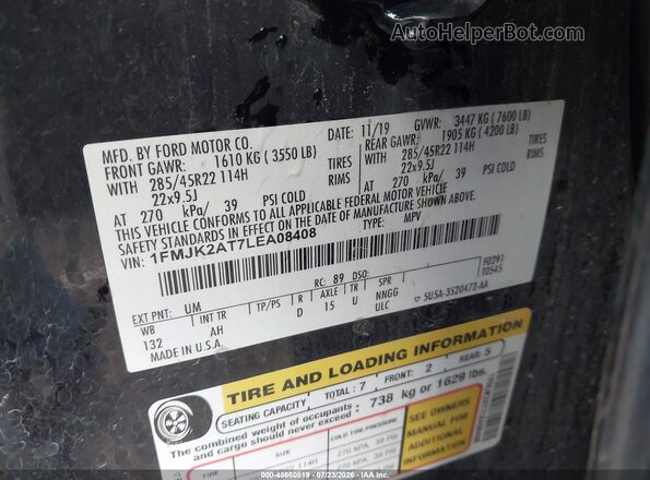 1FMJK2AT7LEA08408 2020 FORD EXPEDITION Black Engine compartment view