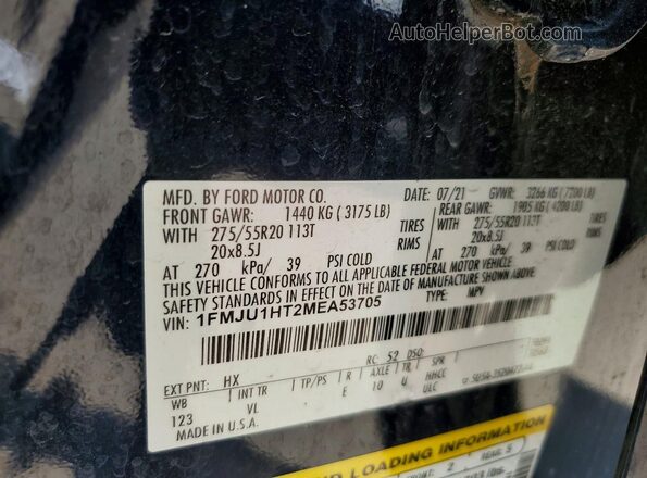 1FMJU1HT2MEA53705 2021 FORD EXPEDITION Black Панорамний вид салону 360°
