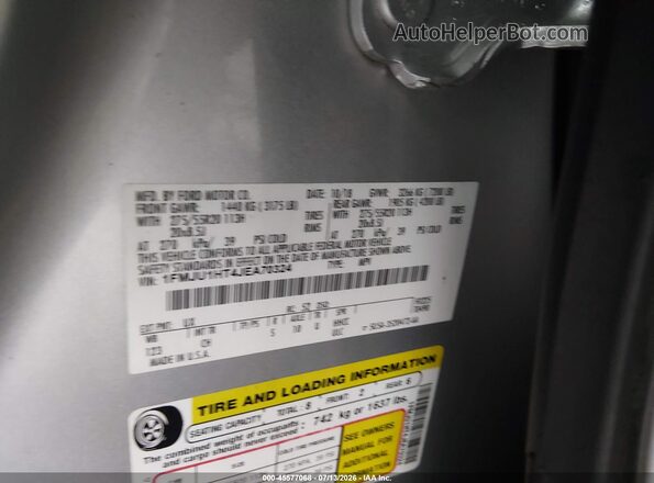 1FMJU1HT4JEA70324 2018 FORD EXPEDITION Silver Widok komory silnika