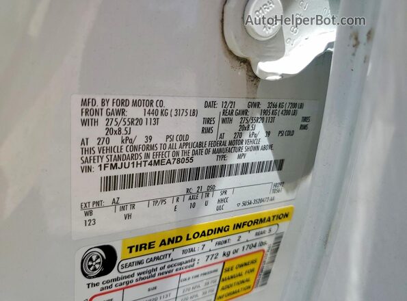 1FMJU1HT4MEA78055 2021 FORD EXPEDITION White Vista interior de 360 grados