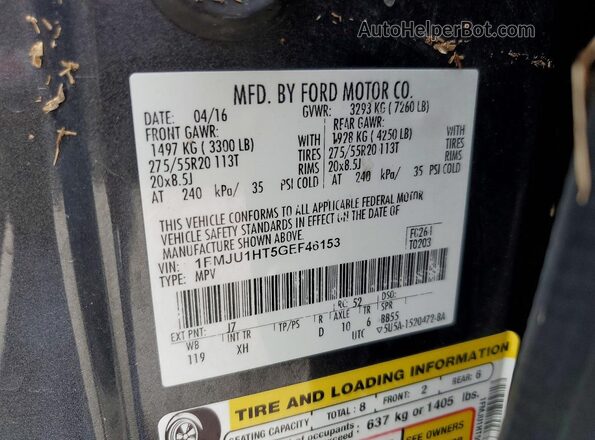 1FMJU1HT5GEF46153 2019 FORD EXPEDITION Charcoal Vista del compartimento del motor
