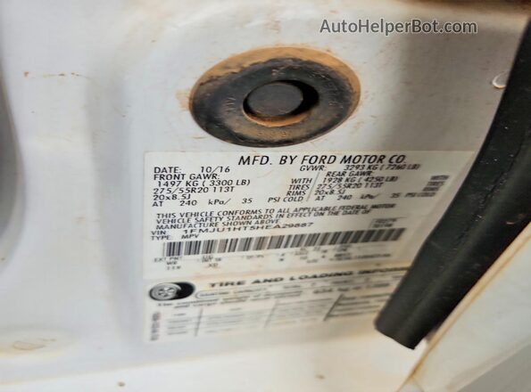 1FMJU1HT5HEA29887 2017 FORD EXPEDITION White Widok wnętrza 360 stopni