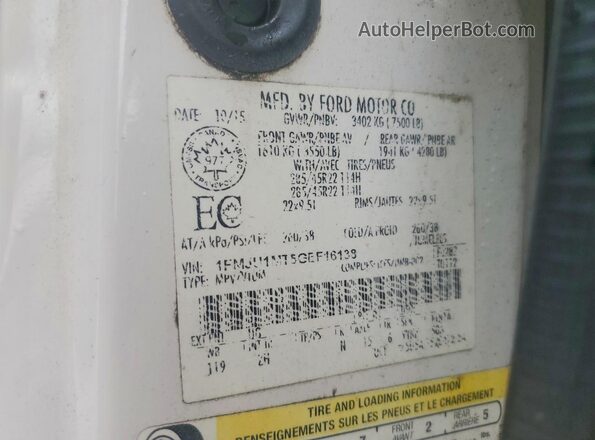 1FMJU1MT5GEF16138 2016 FORD EXPEDITION White Widok naklejki z numerem VIN