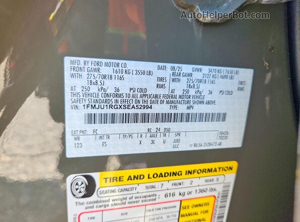 1FMJU1RGXSEA52994 2025 FORD EXPEDITION Green Вид наклейки з VIN-кодом