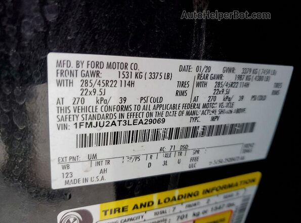 1FMJU2AT3LEA29069 2020 FORD EXPEDITION Black 360 interior view