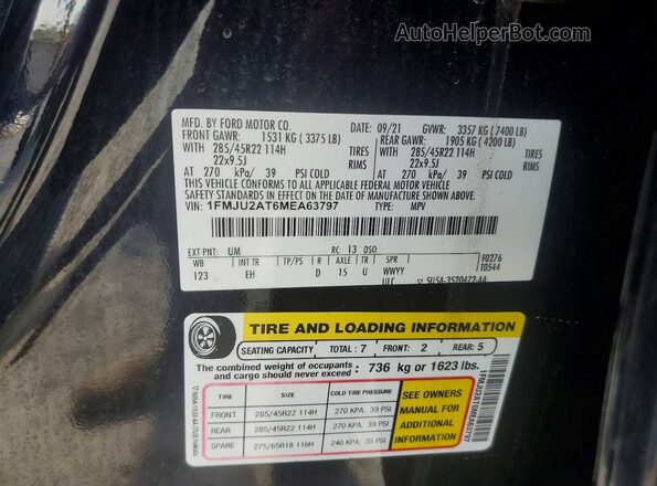 1FMJU2AT6MEA63797 2021 FORD EXPEDITION Black ძრავის განყოფილების ხედი