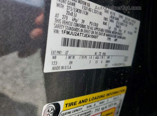 1FMJU2AT7JEA10697 2018 FORD EXPEDITION Gray VIN sticker view