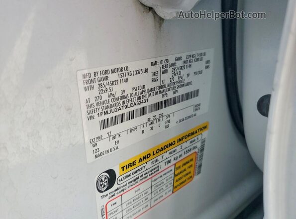 1FMJU2AT9LEA32431 2020 FORD EXPEDITION Белый Панорамный вид салона 360°