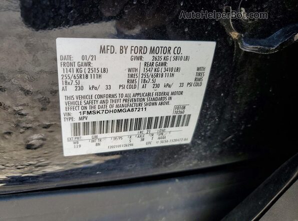 1FMSK7DH0MGA87211 2021 FORD EXPLORER Black Շարժիչի բաժամունքի տեսք