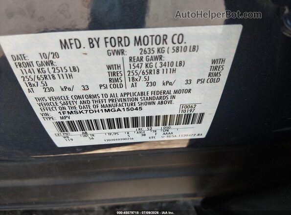 1FMSK7DH1MGA15045 2021 FORD EXPLORER Blue Widok komory silnika