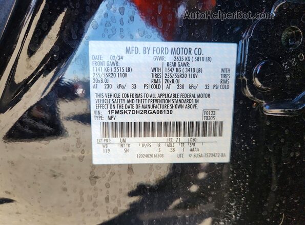 1FMSK7DH2RGA08130 2024 FORD EXPLORER Black VIN կոդի պիտակի տեսք