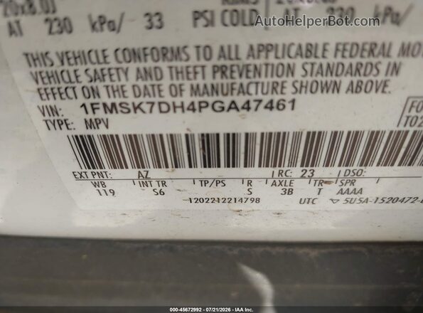 1FMSK7DH4PGA47461 2023 FORD EXPLORER White Vista del compartimento del motor