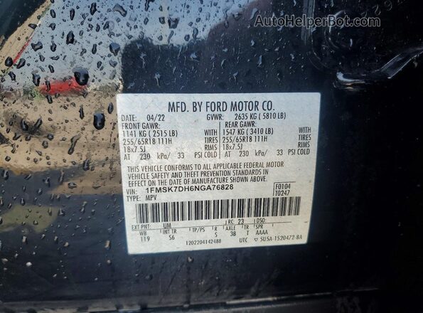 1FMSK7DH6NGA76828 2022 FORD EXPLORER Black Widok wnętrza 360 stopni
