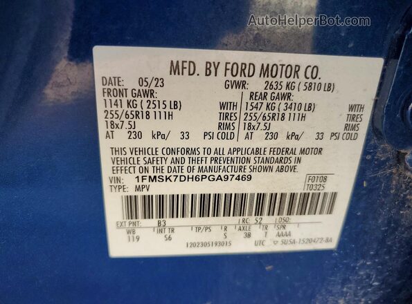 1FMSK7DH6PGA97469 2023 FORD EXPLORER Blue Vista del compartimento del motor