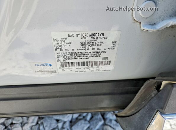 1FMSK7DH8LGA67447 2020 FORD EXPLORER White VIN կոդի պիտակի տեսք