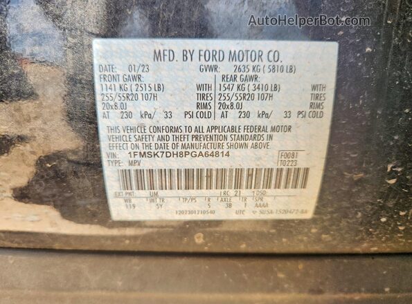 1FMSK7DH8PGA64814 2023 FORD EXPLORER Black Панорамний вид салону 360°