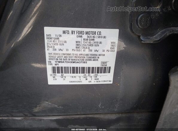 1FMSK7DHXMGA37593 2021 FORD EXPLORER Gray ძრავის განყოფილების ხედი