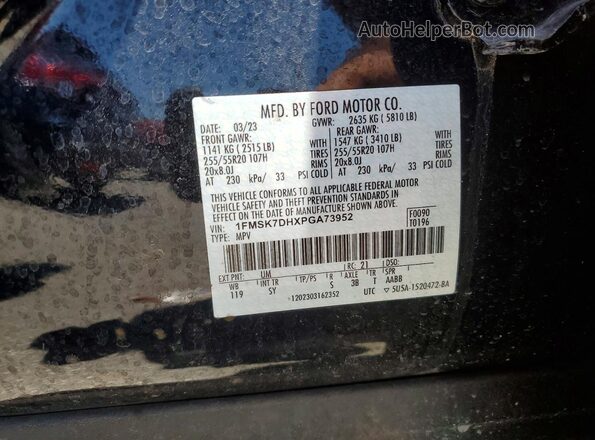 1FMSK7DHXPGA73952 2023 FORD EXPLORER Black VIN კოდის სტიკერის ხედი