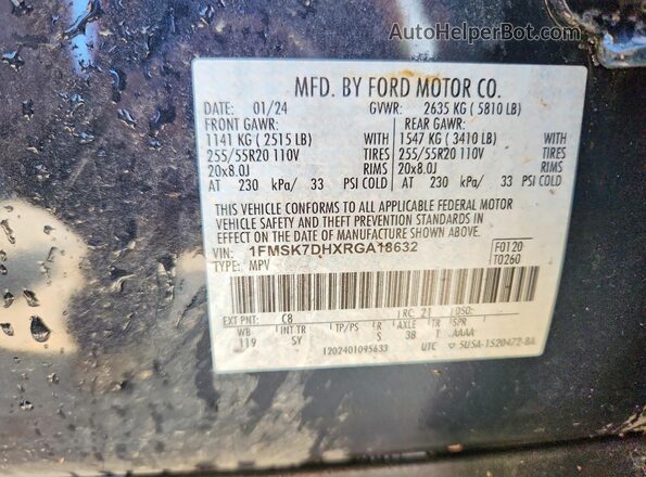 1FMSK7DHXRGA18632 2024 FORD EXPLORER Blue VIN կոդի պիտակի տեսք