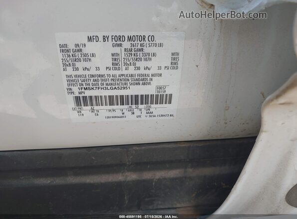 1FMSK7FH3LGA52951 2020 FORD EXPLORER Black Շարժիչի բաժամունքի տեսք