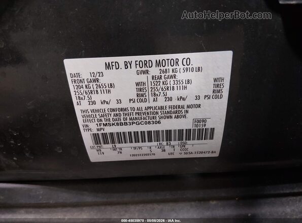 1FMSK8BB3PGC08306 2023 FORD EXPLORER Green Вид підкапотного простору