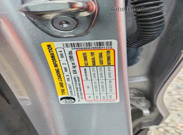 1FMSK8DH2MGB01275 2021 FORD EXPLORER Silver VIN sticker view