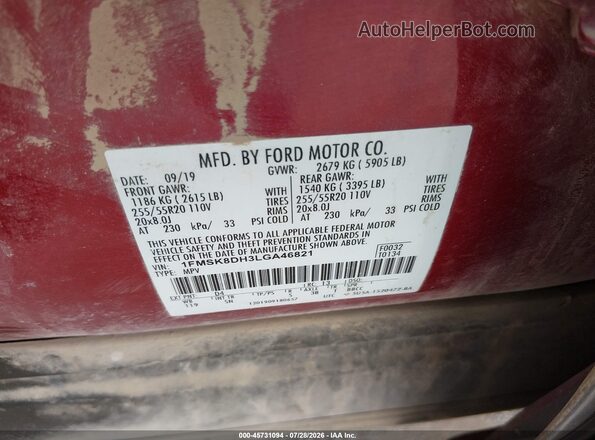1FMSK8DH3LGA46821 2020 FORD EXPLORER Brown Вид підкапотного простору