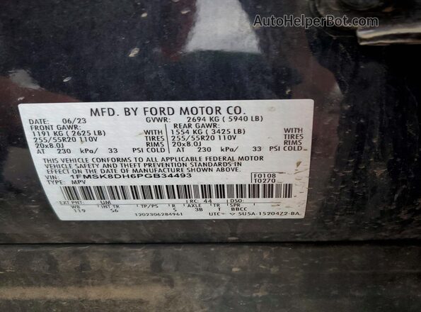 1FMSK8DH6PGB34493 2023 FORD EXPLORER Black Սալոնի 360 աստիճան տեսք