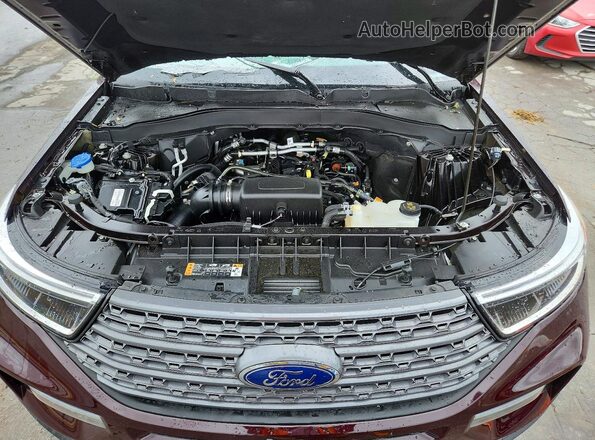 1FMSK8DH8PGA97141 2023 FORD EXPLORER Burgundy ძრავის განყოფილების ხედი