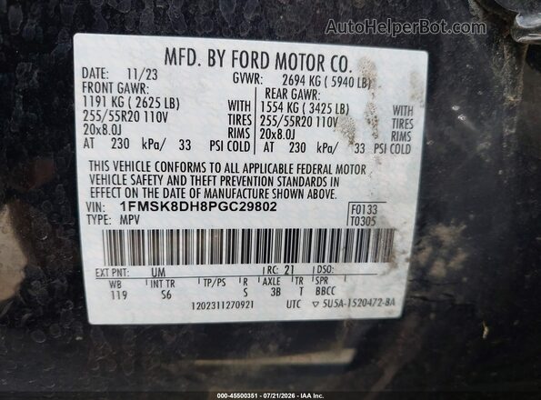 1FMSK8DH8PGC29802 2023 FORD EXPLORER Black Vista del compartimento del motor
