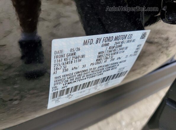 1FMUK7DH4TGB87285 2026 FORD EXPLORER Black VIN sticker view