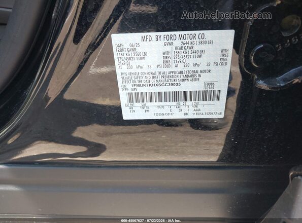 1FMUK7KHXSGC39035 2025 FORD EXPLORER Black Engine compartment view