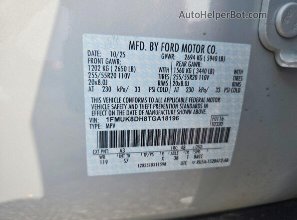 1FMUK8DH8TGA18196 2026 FORD EXPLORER White სალონის 360-გრადუსიანი ხედი