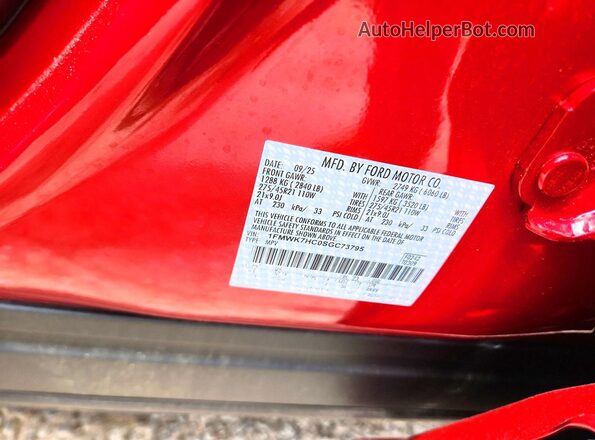 1FMWK7HC0SGC73795 2025 FORD EXPLORER Red Панорамний вид салону 360°