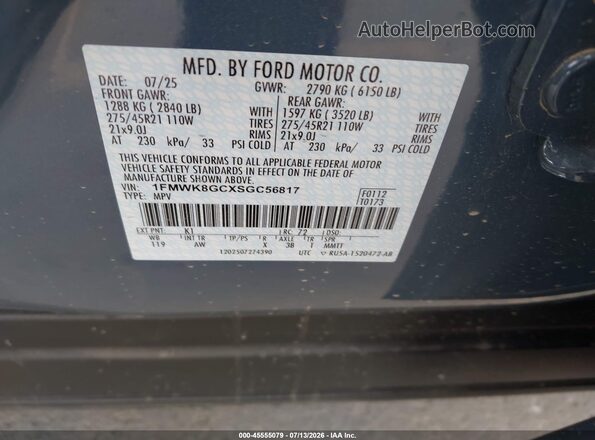 1FMWK8GCXSGC56817 2025 FORD EXPLORER Blue Вид підкапотного простору