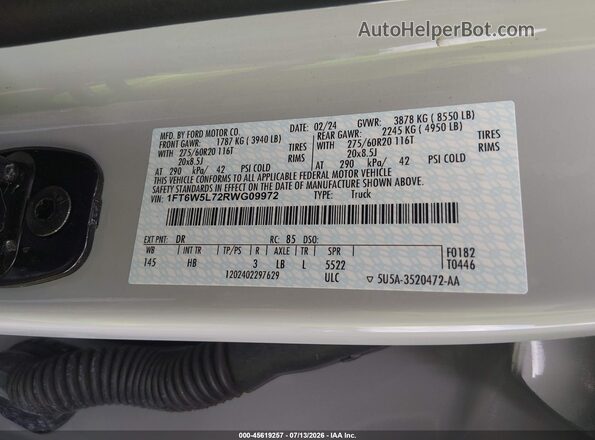 1FT6W5L72RWG09972 2024 FORD F-150 LIGHTNING Серый Вид подкапотного пространства