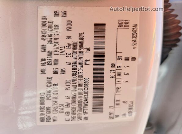 1FT7W2A63JEC08566 2018 FORD F250 Белый Вид подкапотного пространства